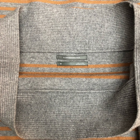 Anthropologie Gray Tan Stripe Off Shoulder Sweater - Picture 11 of 14